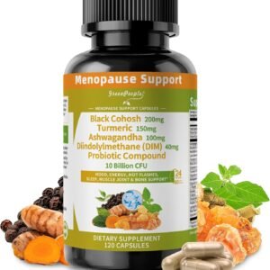 GREENPEOPLE Menopause Supplements for Women – Black Cohosh & Ashwagandha for Hot Flashes, Night Sweats, Mood Swings, Hormonal Balance Support,10 Billion CFU Probiotic – 120 Capsules Vegan Gluten-Free