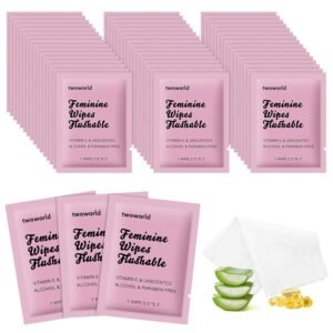 Feminine Wipes Individually Wrapped, Flushable Wipes Travel,Feminine Care Vaginal Wipes for Adult,Women, Girl and Homeless (Pack of 50,Unscented)