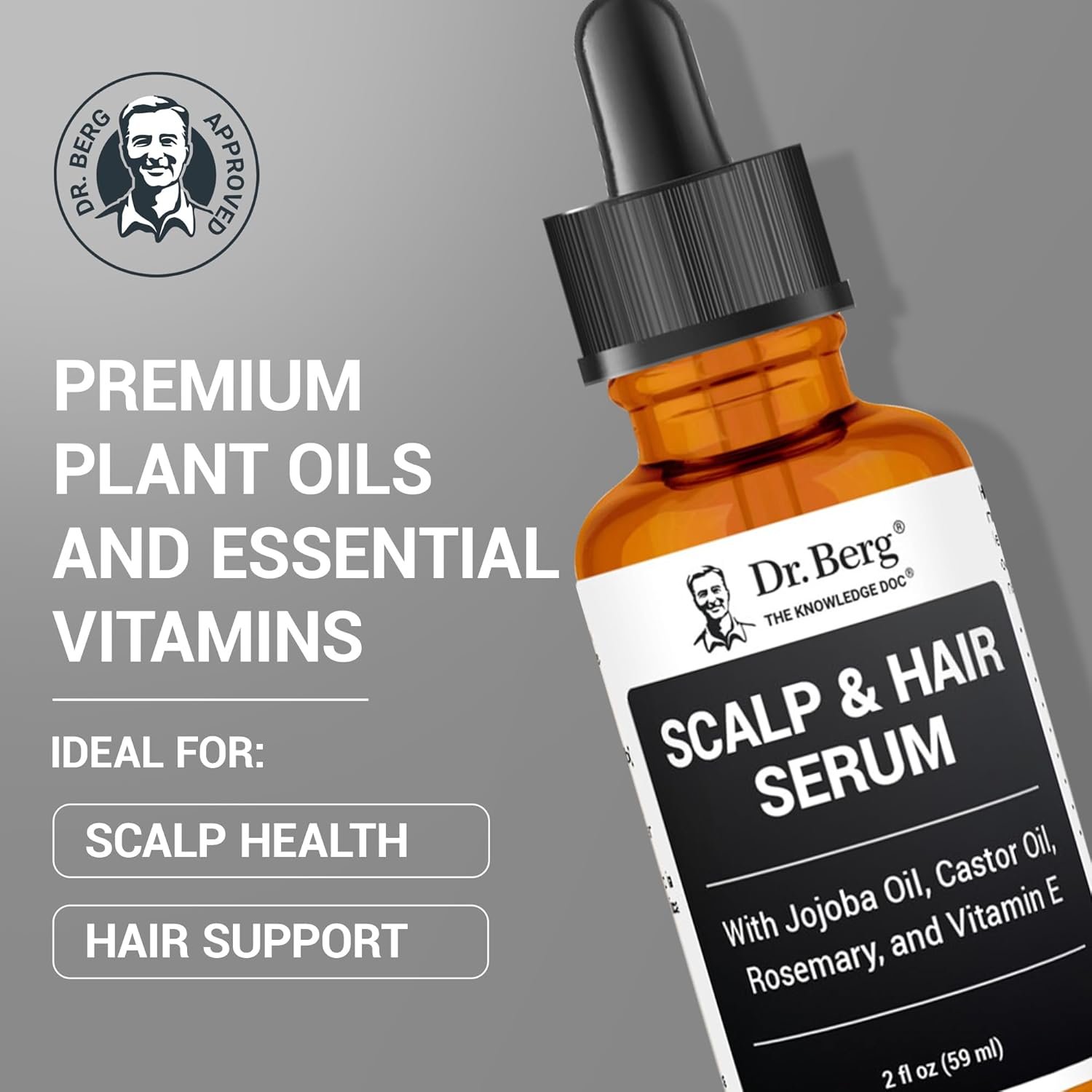 Dr. Berg Scalp & Hair Serum (Improved Formula) with Vitamin D3 & E - Clinically Tested, Paraben- and Sulfate-Free Hair Oil for Women & Men - Includes Rosemary Oil, Castor Oil & Jojoba Oil - 2 Fl oz - Image 3