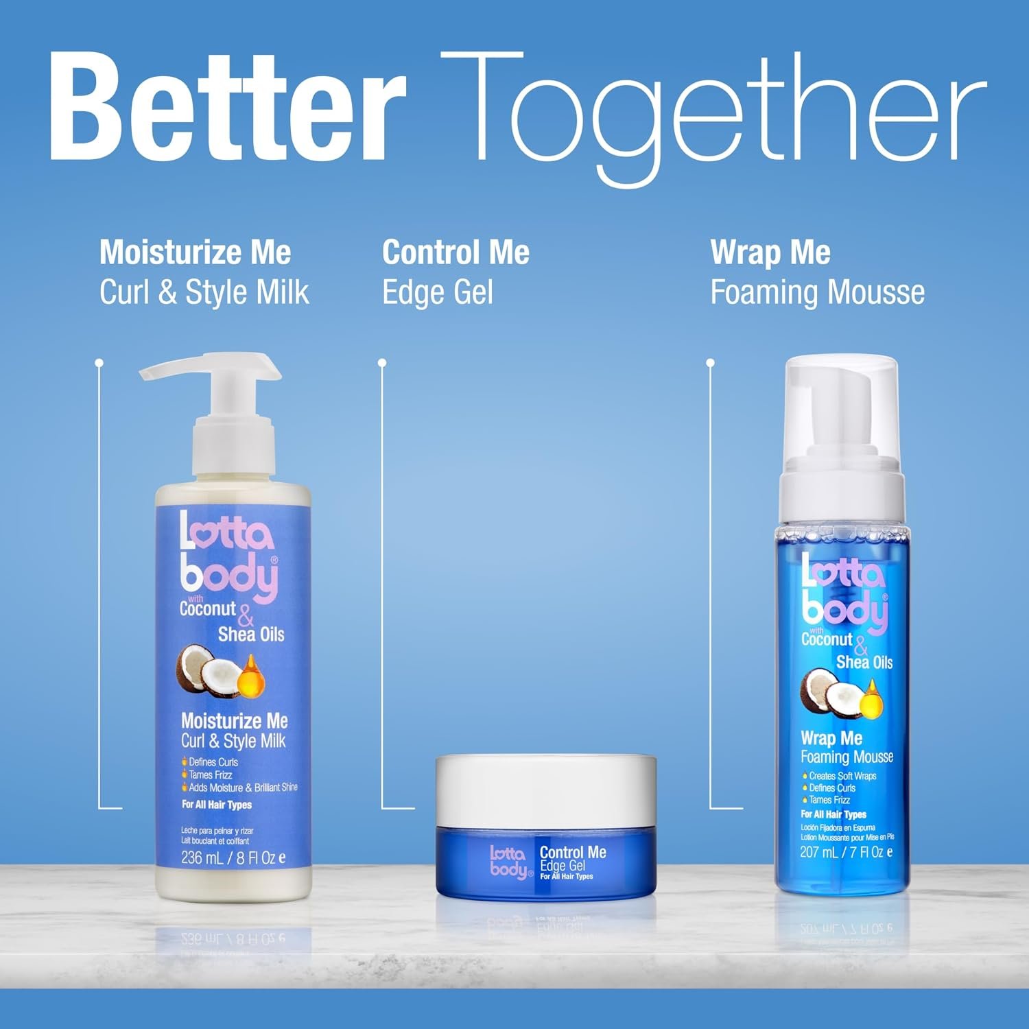 Lottabody Moisturize Me Curl and Style Milk with Coconut & Shea Oils, Lightweight Moisture-Rich Curl-Defining & Frizz-Control Styling Milk for Natural Curly, Coily & Relaxed Hair, 8 oz - Image 8