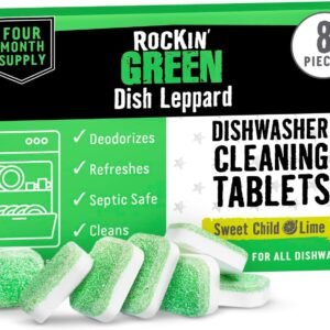 Rockin’ Green Deep Cleaning and Deodorizing Tablets for Dishwashers, Washing Machines, and Garbage Disposals, Removes Odor and Residue (Dishwasher Cleaning Tablets, 8 Pack)