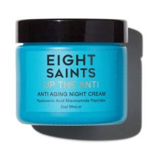 Eight Saints Skin Care Up the Anti Night Cream Face Moisturizer to Reduce Fine Lines and Wrinkles, Anti Aging Cream For Face & Neck with Hyaluronic Acid, Niacinamide, and Peptides, 2 Ounces