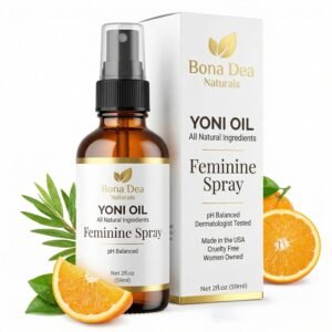 Feminine Spray for Women – All Natural Yoni Oil Deodorant & Moisturizer, Organic Essential Oils, Chemical-Free Perineal Massage Oil for Pregnancy, Sensitive Vaginal Care | 2 oz Spray