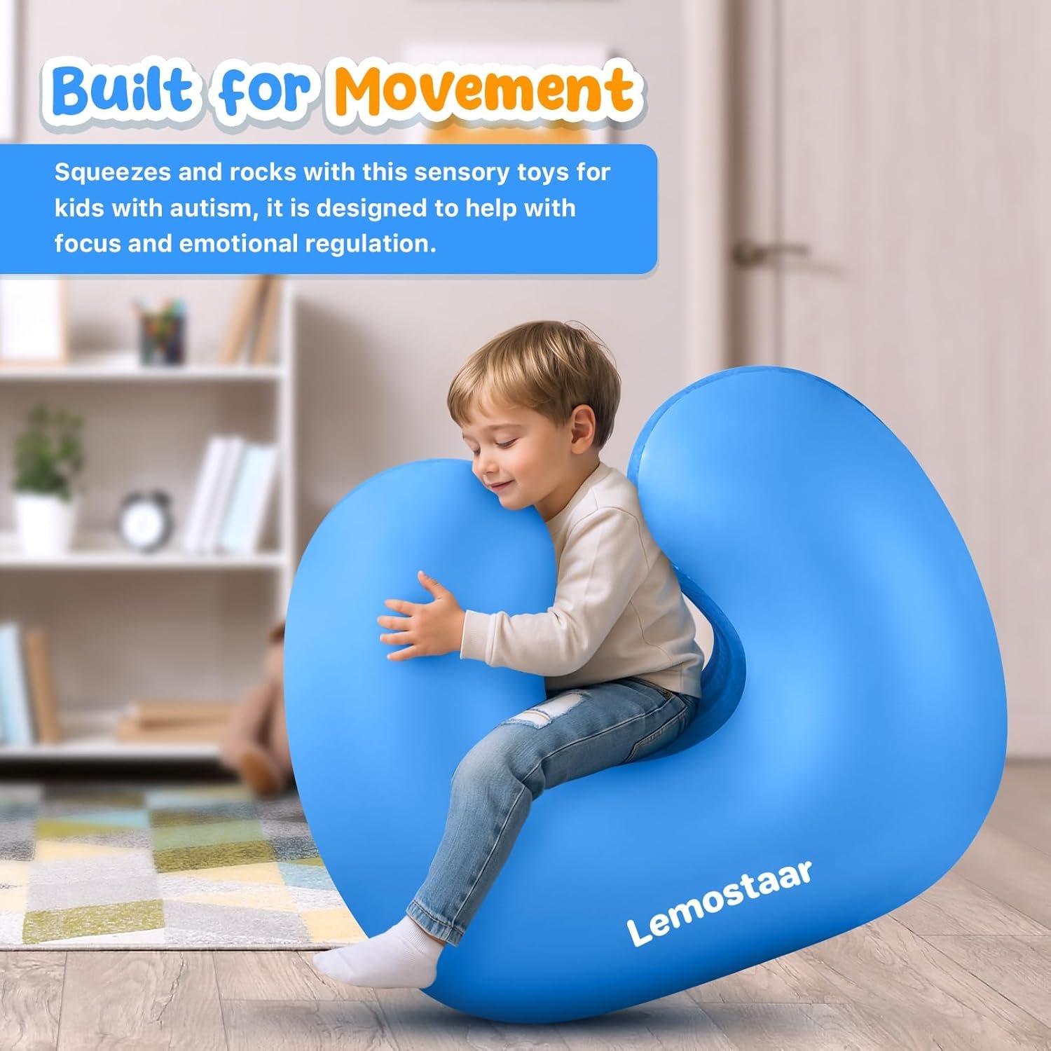 Inflatable Sensory Chair for Kids Toddlers, Soft Squeeze Seat for Kids with Autism & ADHD, Compression Rocking Chair for Sensory Room Must Have, Autism Sensory Products Includes Electric Air Pump - Image 7