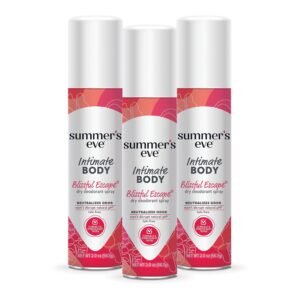 Summer’s Eve Blissful Escape Daily Feminine Spray with Talc-Free, Odor-Neutralizing and Moisture-Absorbing Formula, 2 Oz, Pack of 3