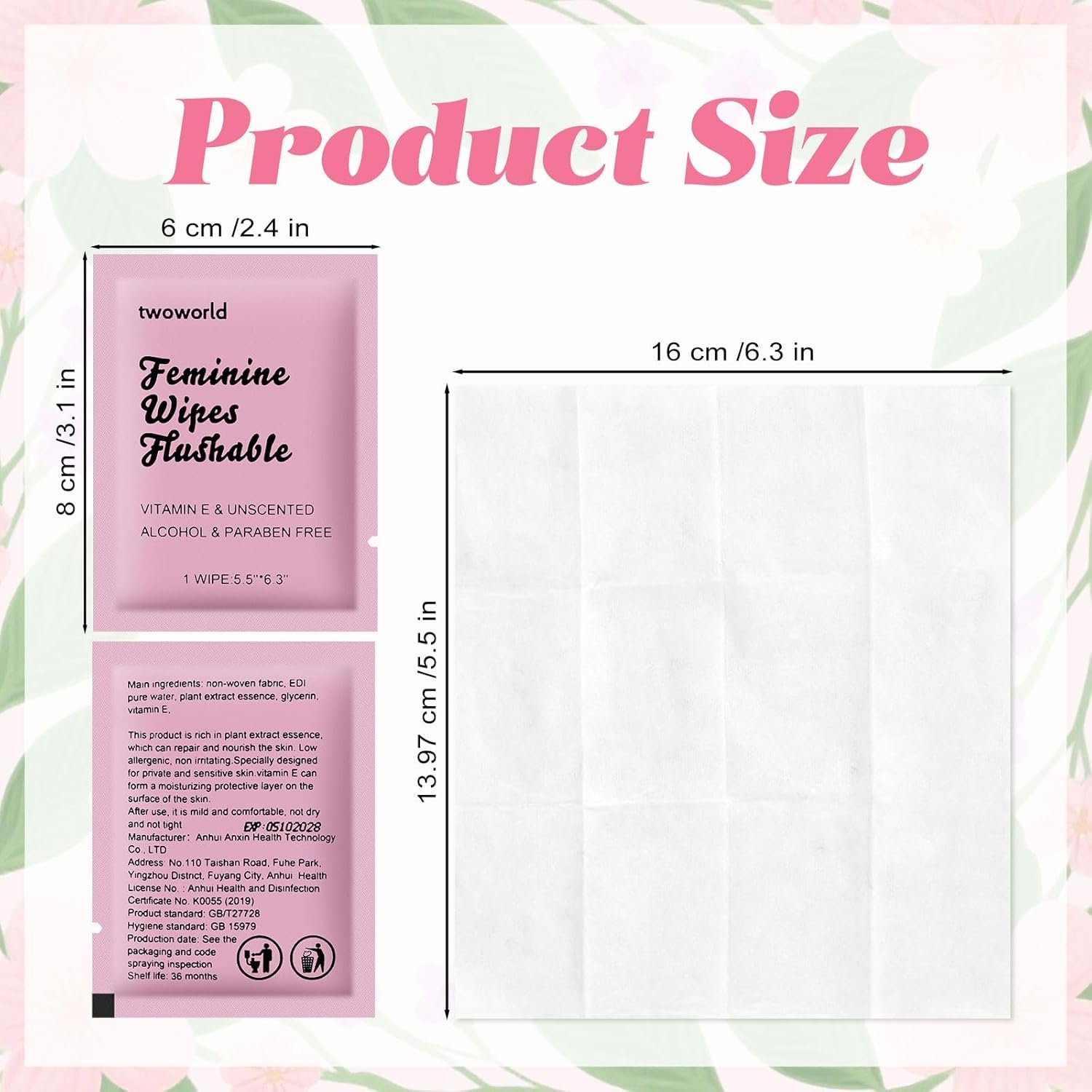 Feminine Wipes Individually Wrapped, Flushable Wipes Travel,Feminine Care Vaginal Wipes for Adult,Women, Girl and Homeless (Pack of 50,Unscented) - Image 2