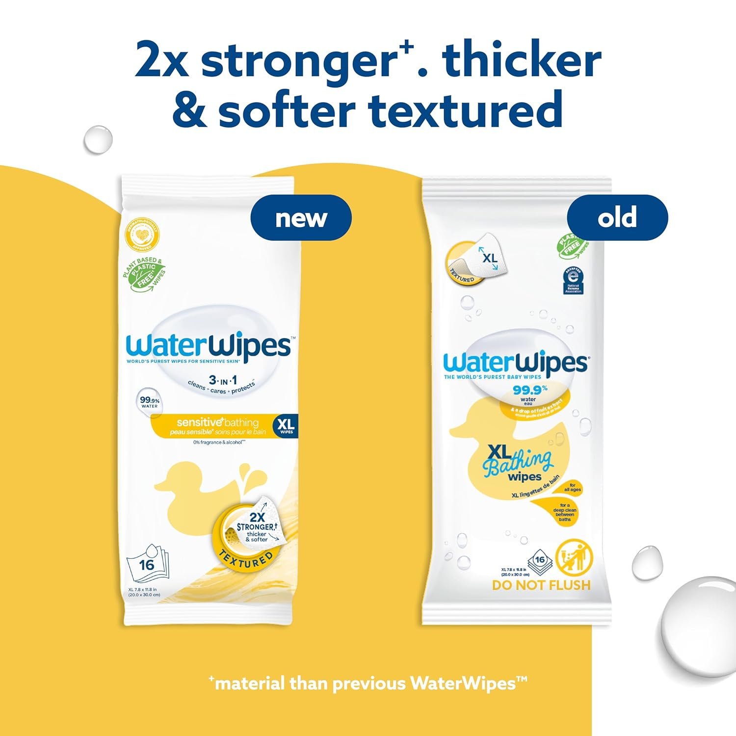 WaterWipes Sensitive+ Bathing Wipes, 3-In-1 Cleans, Cares, Protects, 99.9% Water, Unscented & Hypoallergenic, 16 Count (1 Pack) - Image 3