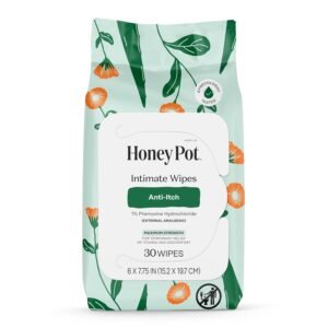 The Honey Pot Company – Anti-Itch Soothing Feminine Wipes – At Home or On the Go Medicated for Temporary Relief of Itching and Discomfort – Maximum Strength – 30 ct.
