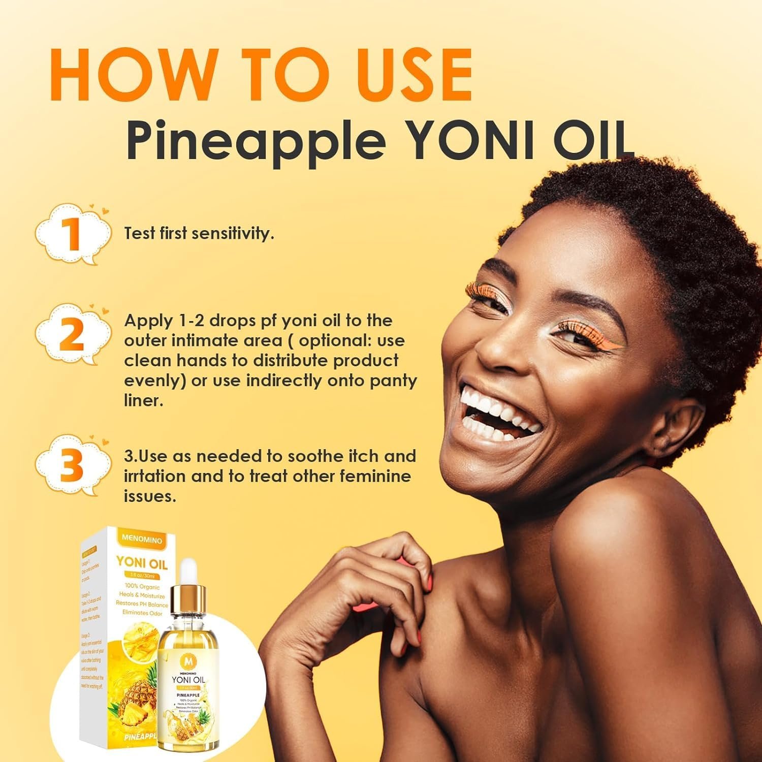 3 Pack Yoni Oil Feminine Oil for Women pH Balance - Feminine Deodorant with Pineapple Peach Strawberry Essential Oil, 1 fl oz/pc - Image 6