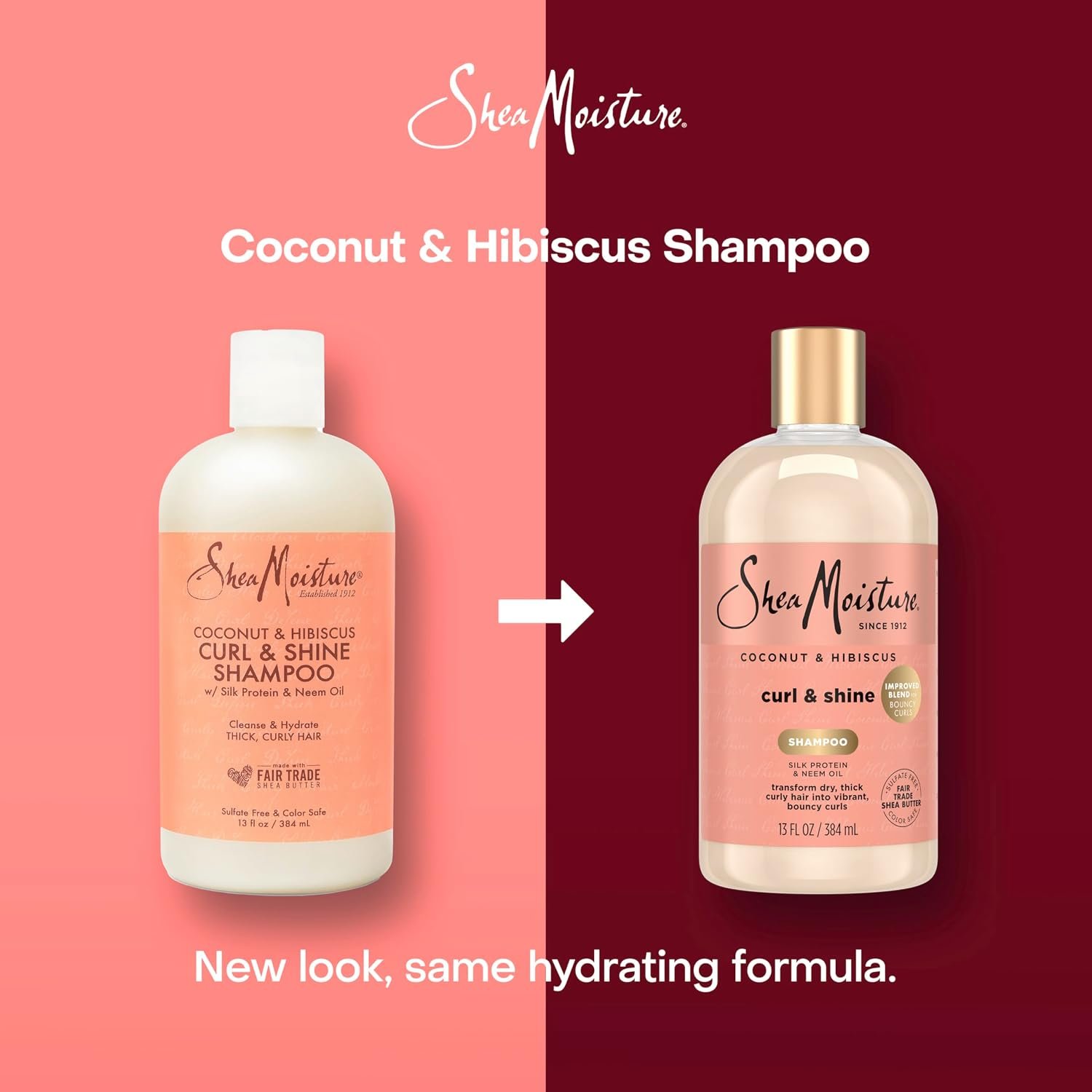 SheaMoisture Curl and Shine Coconut Shampoo Coconut & Hibiscus for Curly Hair Paraben Free Shampoo 13 oz - Image 3