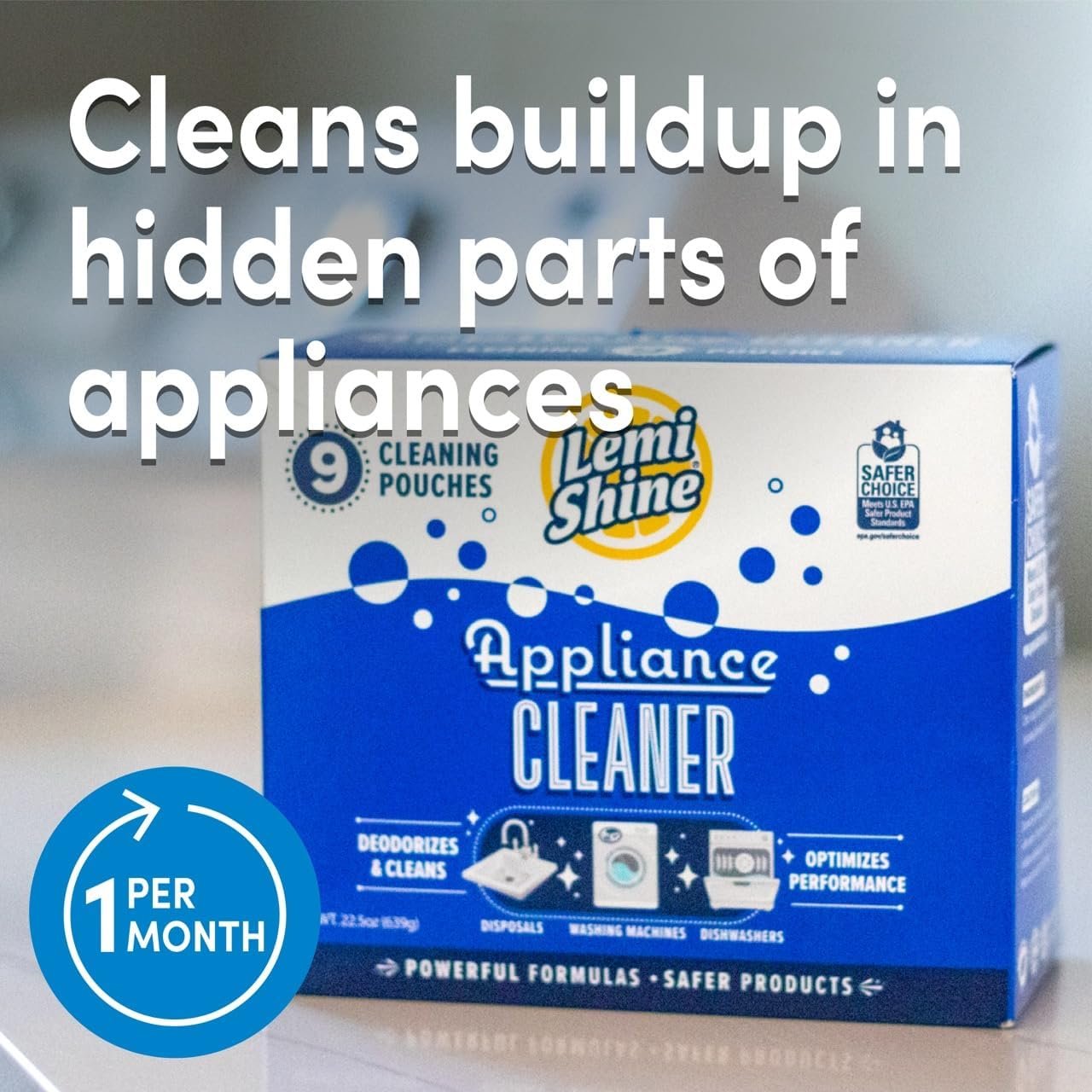 Lemi Shine Appliance Cleaner & Deodorizer - Dishwasher, Washing Machine, and Garbage Disposal Citric Acid Cleaner - 22.5 oz (9 Pack) - Image 2