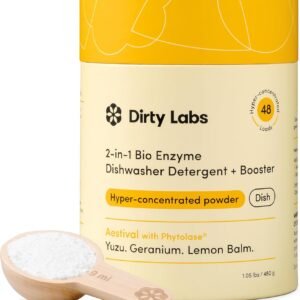 Dirty Labs | Dishwasher Detergent and Booster | Aestival Scent | 48 Loads (1 lb) | Ultra Clean, Spot Free, Quick Wash Optimized | Hyper Concentrated
