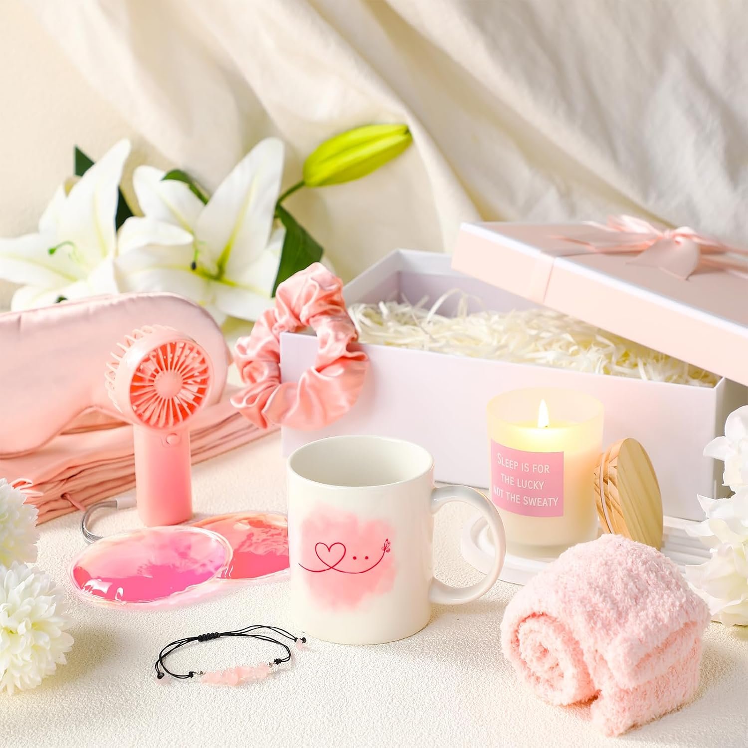 FoldTier 11 Pcs Mother's Day Menopause Gift for Women Care Baskets Box Pink Menopause Support Gifts Calming Anxiety Stress Relief Set for Birthday - Image 3