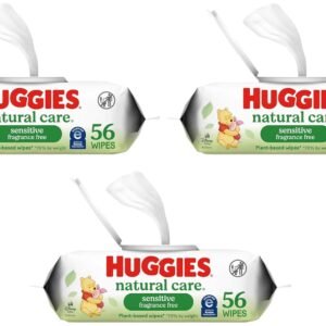 Huggies Natural Care Sensitive Baby Wipes, Unscented, Hypoallergenic, 99% Purified Water, 1 Flip-Top Pack (56 Wipes Total) (Pack of 3)