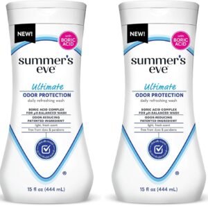 Summer’s Eve Ultimate Odor Protection Daily Feminine Wash,pH-Balanced Formula Body Wash for Women with Boric Acid Helps Control Vaginal Odor,15 Fl Oz,(Pack of 2)