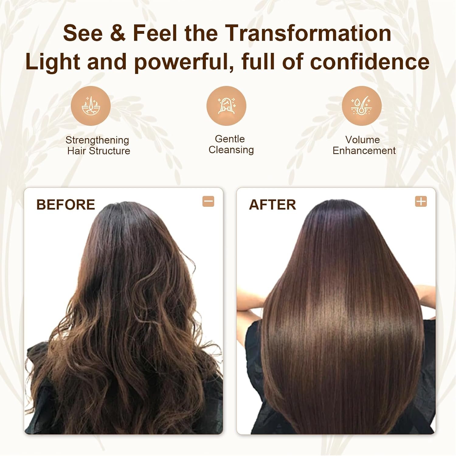 Rice Water Shampoo and Conditioner Set, Strengthen and Revitalize Hair, Nourish Damaged Hair for Women and Men, Hair Care, Restore Shine, Infused with Biotin, Citrus Peel, Rosemary - Image 3