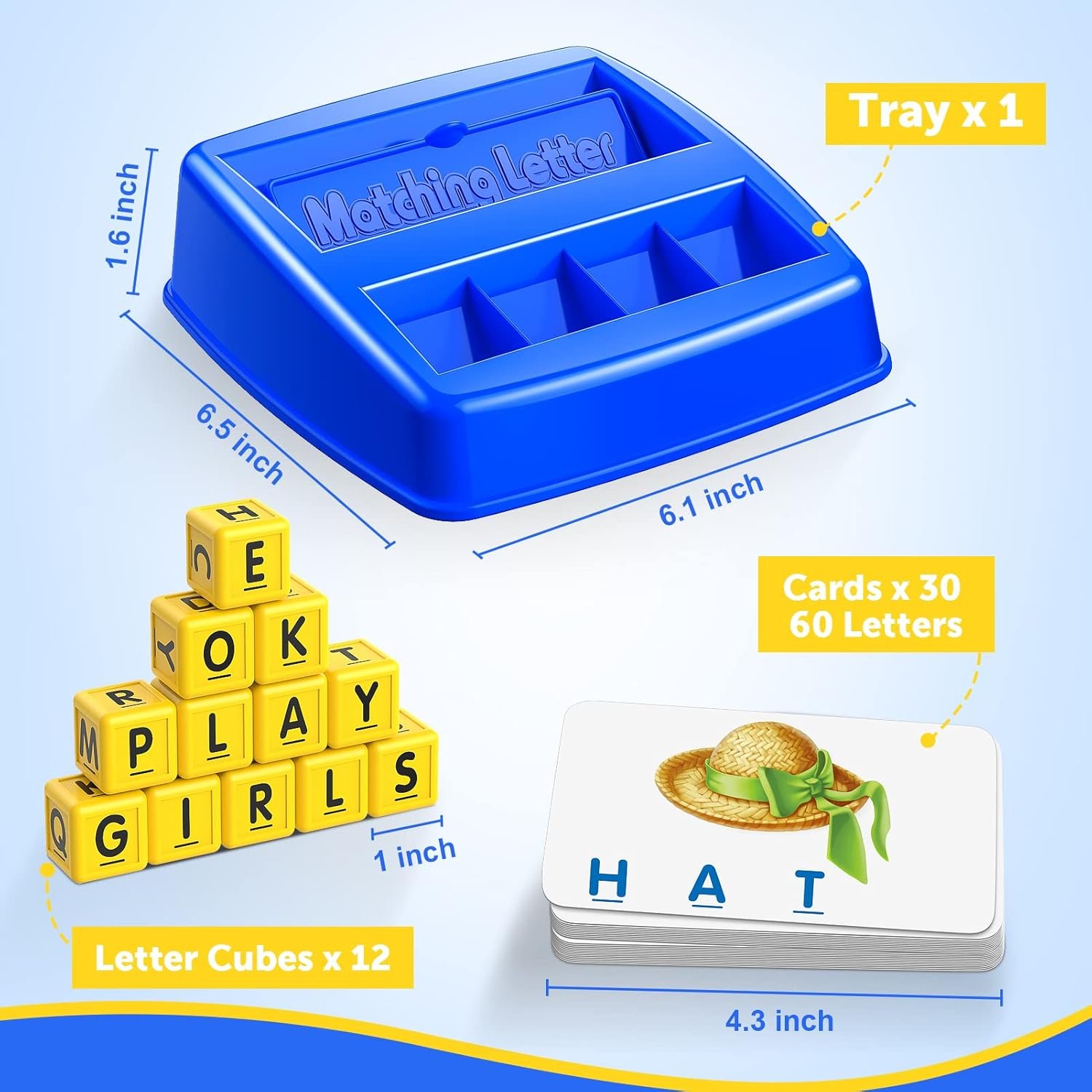 Learning Games for Kids Ages 3-8, Matching Letter Game for Kids Toys Ages 3-8 Educational Toys for 3-8 Year Olds Boys Girls Birthday Party Easter Gifts for 3-8 Year Olds Boys Girls Blue - Image 6