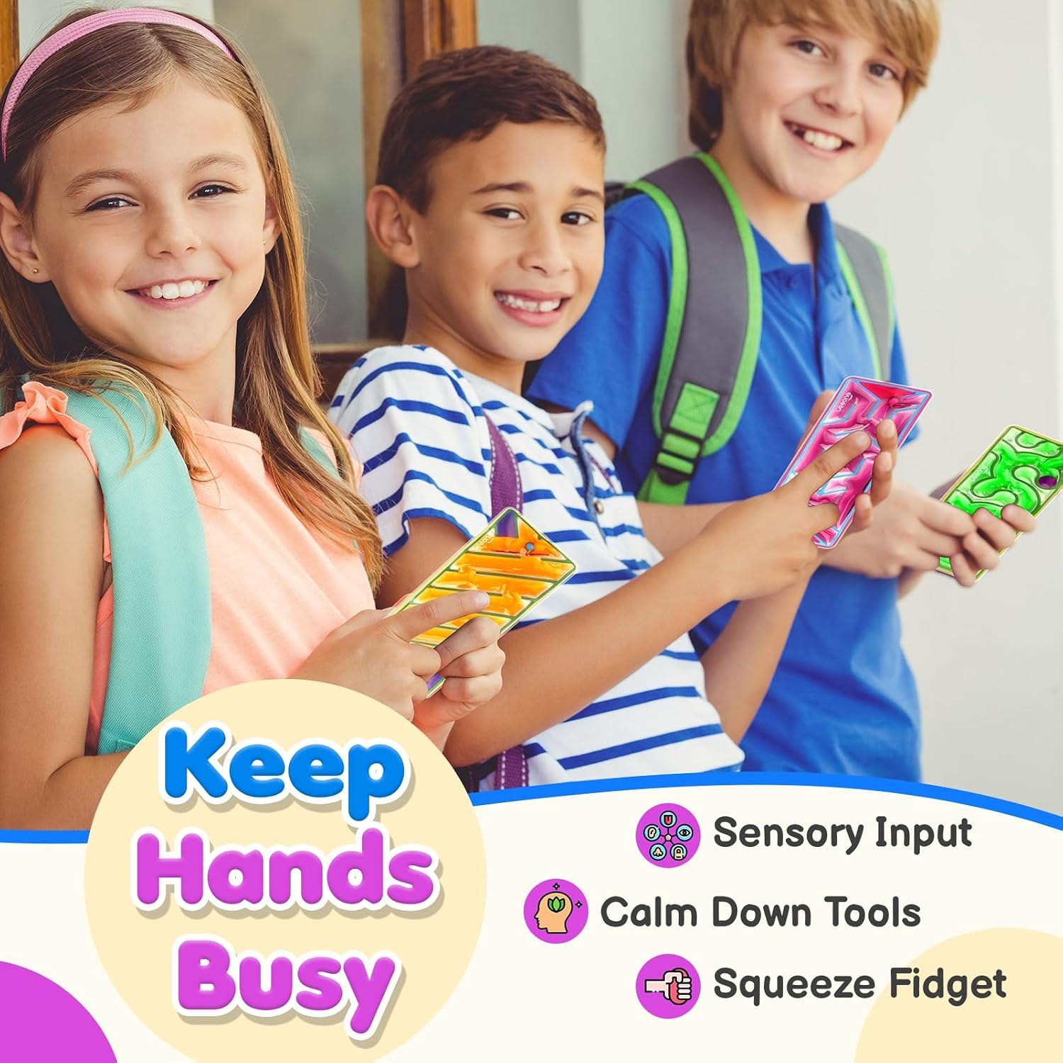 Squishy Sensory Fidget Autism Toys for Kids: Sensory Toys for Special Need 6 Pack Maze - Quiet Fidgets Sensory Filled Goo for Calming Down Classroom, Adult Office,Travel Essentials, Kid Students Gifts - Image 5
