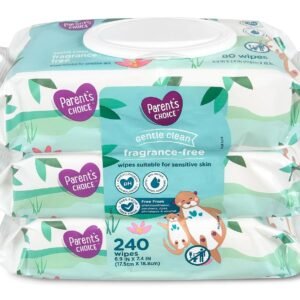 Parent’s Choice Gentle Clean Fragrance-free Unscented No Scent Baby Wet Wipes Suitable for Sensitive Skin Infused with Vitamin E and Aloe, 240 Count (Value Pack Includes 3 80-Count Packages) – 1 Pack | Fragrance-free, Suitable for Sensitive Skin, Infused with Vitamin E and Aloe, Value Pack Includes 3 80-Count Packages
