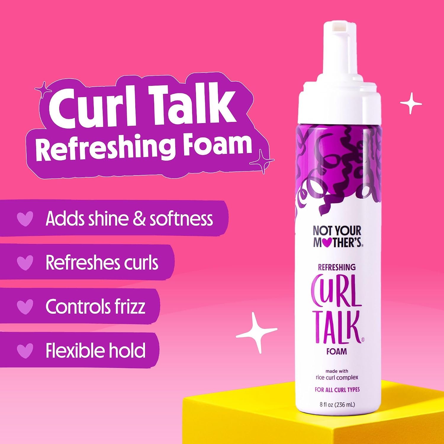 Not Your Mother's Curl Talk Frizz Control Sculpting Gel, Defining Cream, and Refreshing Curl Foam (3-Pack) - 6 and 8 fl oz - Formulated with Rice Curl Complex - For All Curly Hair Types - Image 7