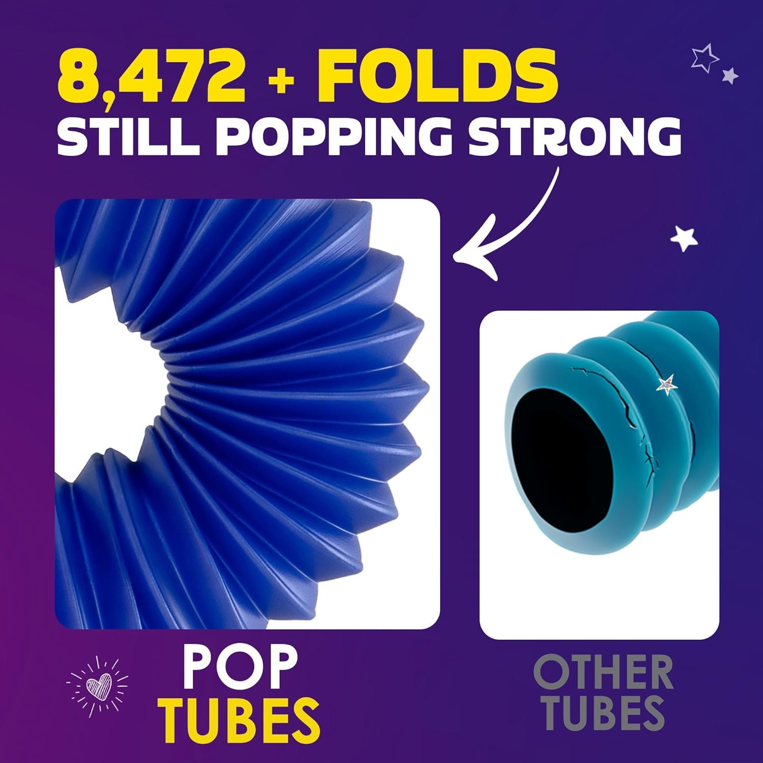 Nutty Toys Pop Tubes - Large 8-Pack Sensory Toys - Creative STEM Learning for Kids & Toddlers - Connect & Pop! Top ADHD Autism Fidget 2026, Best Boy & Girl Christmas Stocking Stuffers Gifts Idea - Image 3