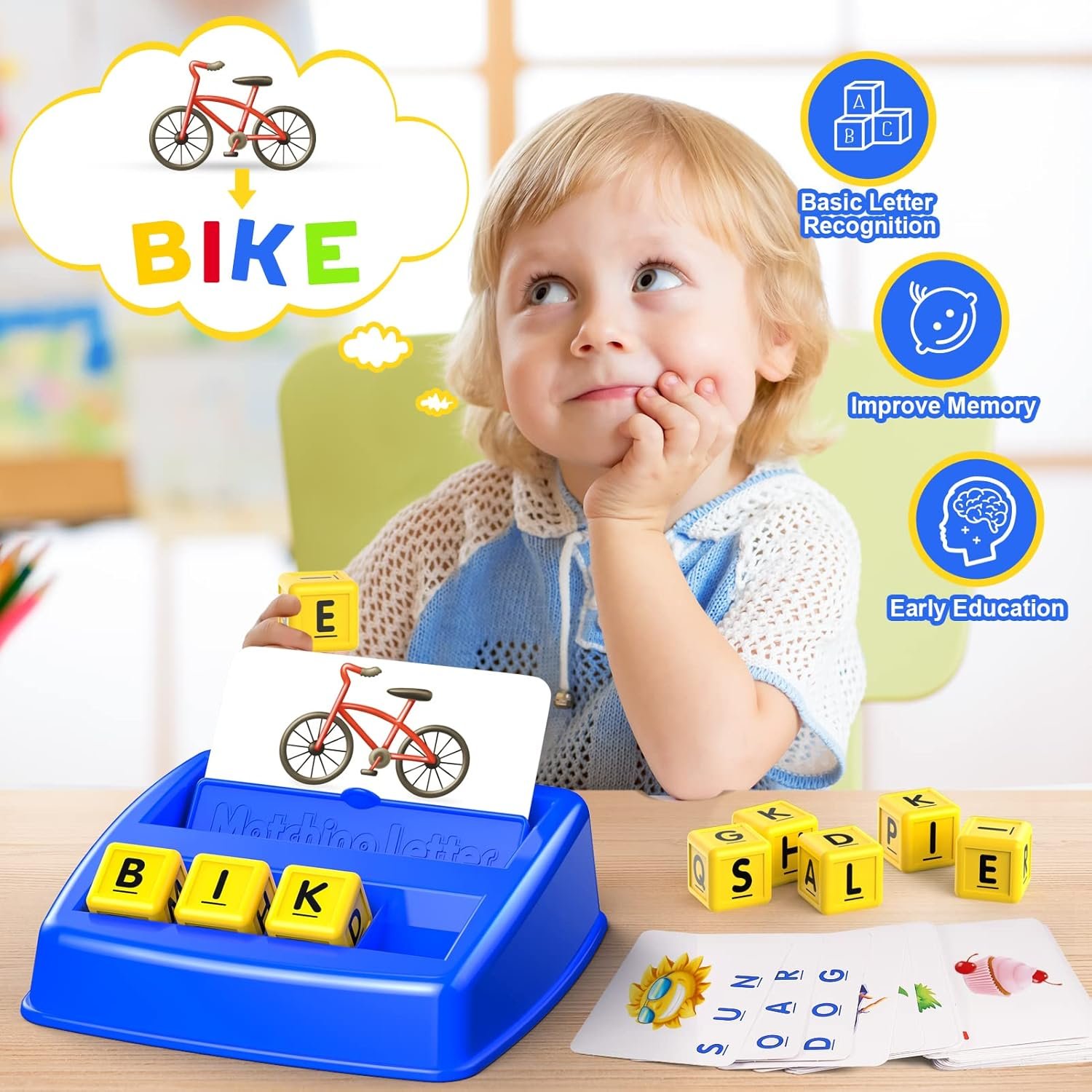 Learning Games for Kids Ages 3-8, Matching Letter Game for Kids Toys Ages 3-8 Educational Toys for 3-8 Year Olds Boys Girls Birthday Party Easter Gifts for 3-8 Year Olds Boys Girls Blue - Image 5