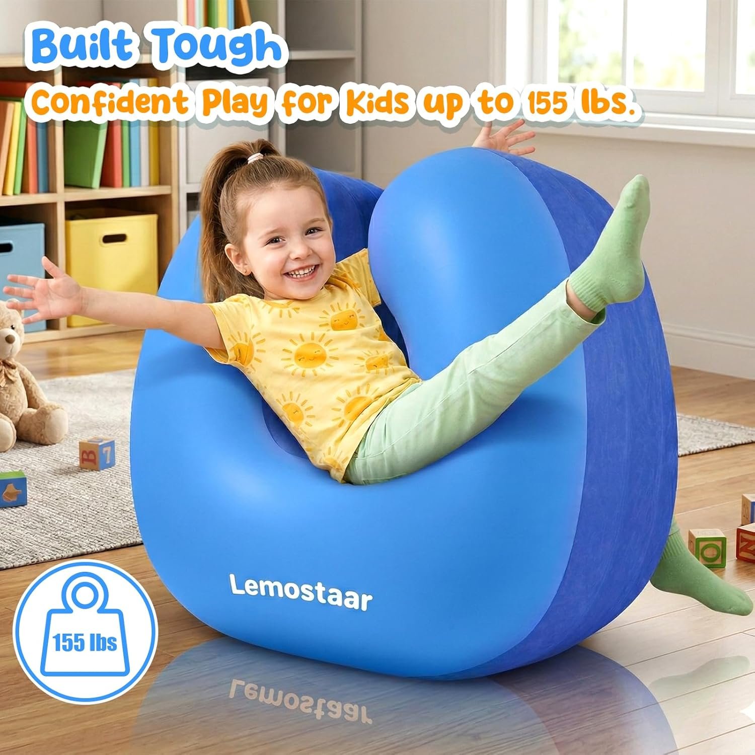 Inflatable Sensory Chair for Kids Toddlers, Soft Squeeze Seat for Kids with Autism & ADHD, Compression Rocking Chair for Sensory Room Must Have, Autism Sensory Products Includes Electric Air Pump - Image 3