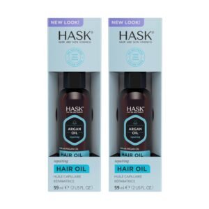 HASK ARGAN Repairing Hair Oil for shine and frizz control for all hair types, color safe, gluten free, sulfate free, paraben free – 2 Hair Oils