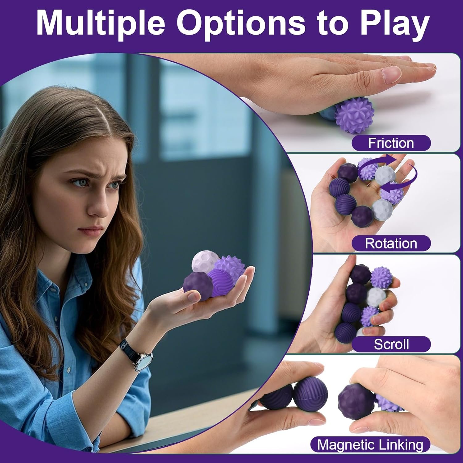 BUSOHA Silicone Fidget Balls - 4 Pack Fidget Toys Adults Sensory Toys Stress Balls for Adults Teens Gifts for Calming,Autism and ADHD Office - Image 5