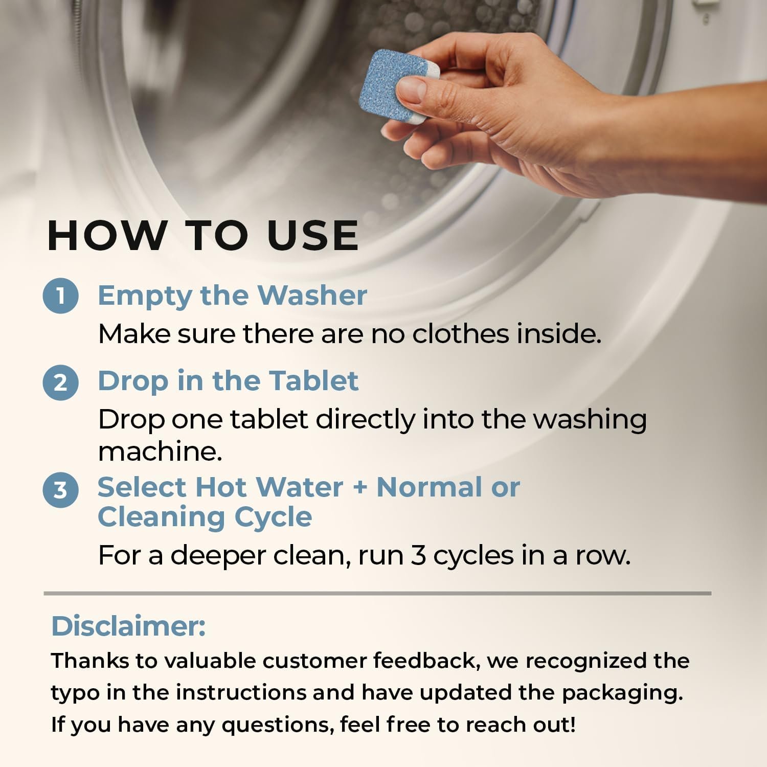 Washing Machine Cleaner Tablets – Deep Clean Washer Descale, Laundry Tub Cleaning Solution, Smell Fresh, Eliminates Buildup & Dirt, For Front & Top Load Washers, Easy-to-Use Tablets, 6 Pack - Image 2