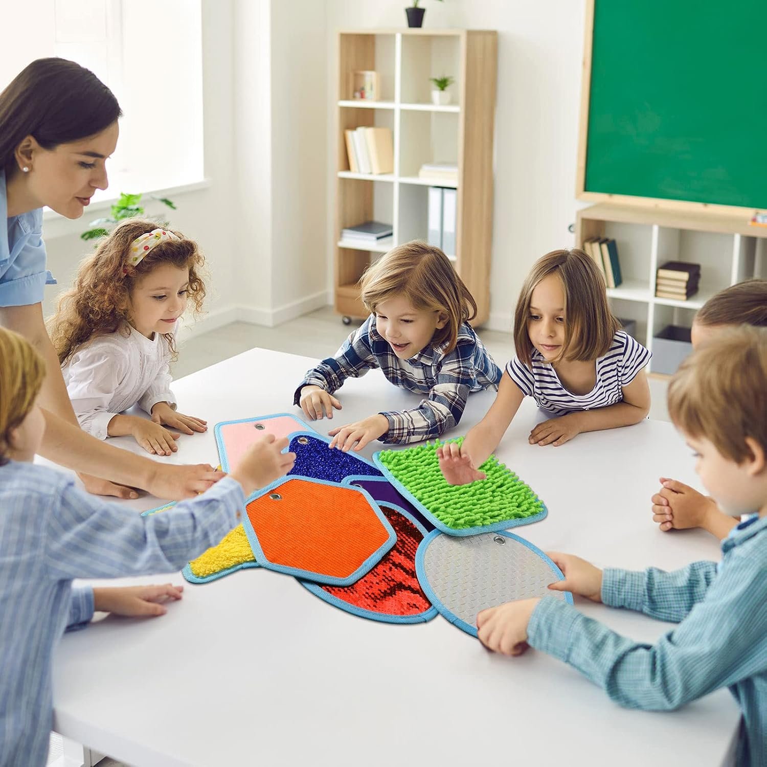 Boao 8 Set Mini Sensory Mats Assorted Textured Play Mats Sensory Floor Tiles Educational Tactile Toys for Activity(8.7 Inch,Irregular) - Image 6