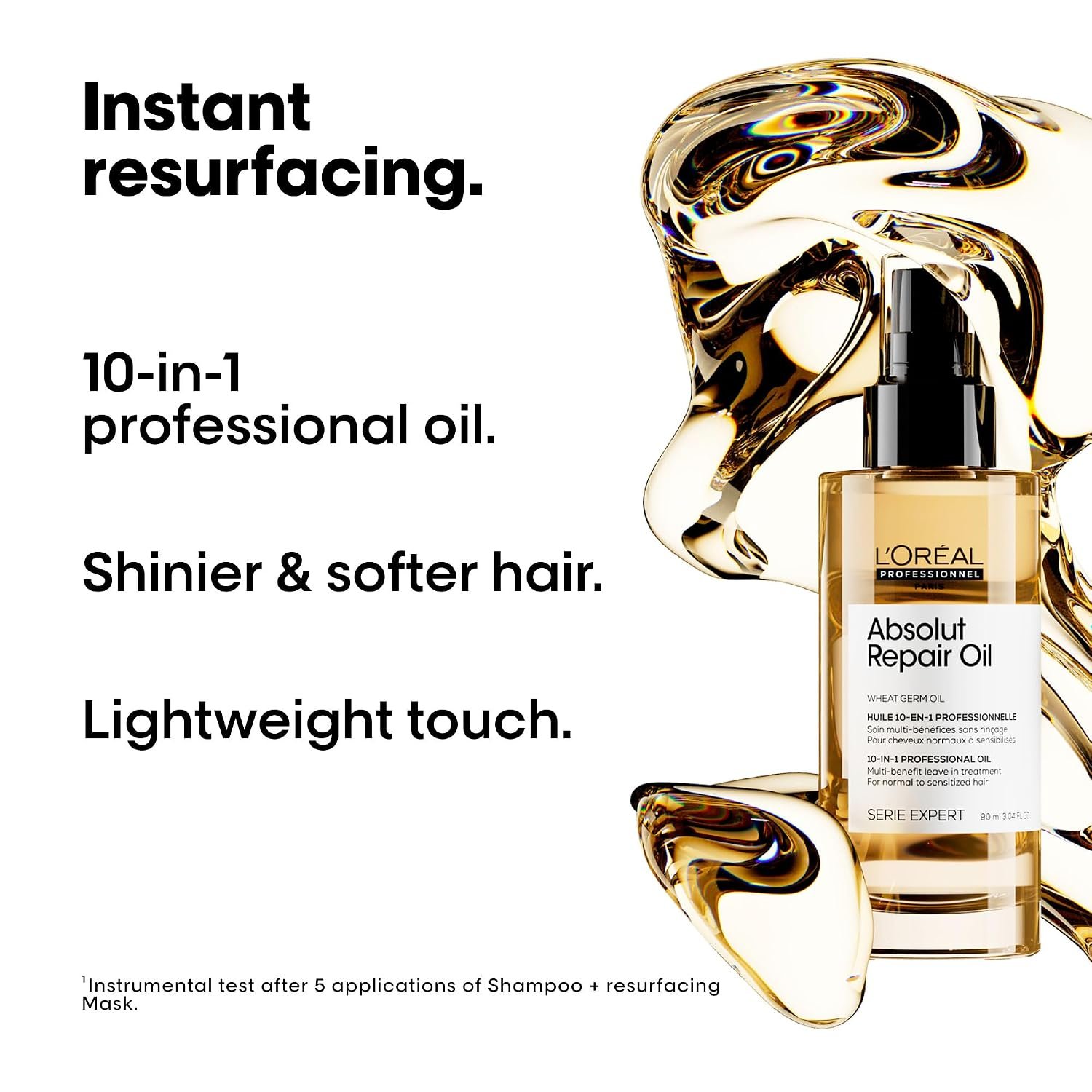 L'Oreal Professionnel Paris Absolut Repair 10-in-1 Oil - Nourishing Multi-Benefit Hair Oil For Dry & Damaged Hair, Repairs Damage Repair & Provides Shine - Image 2