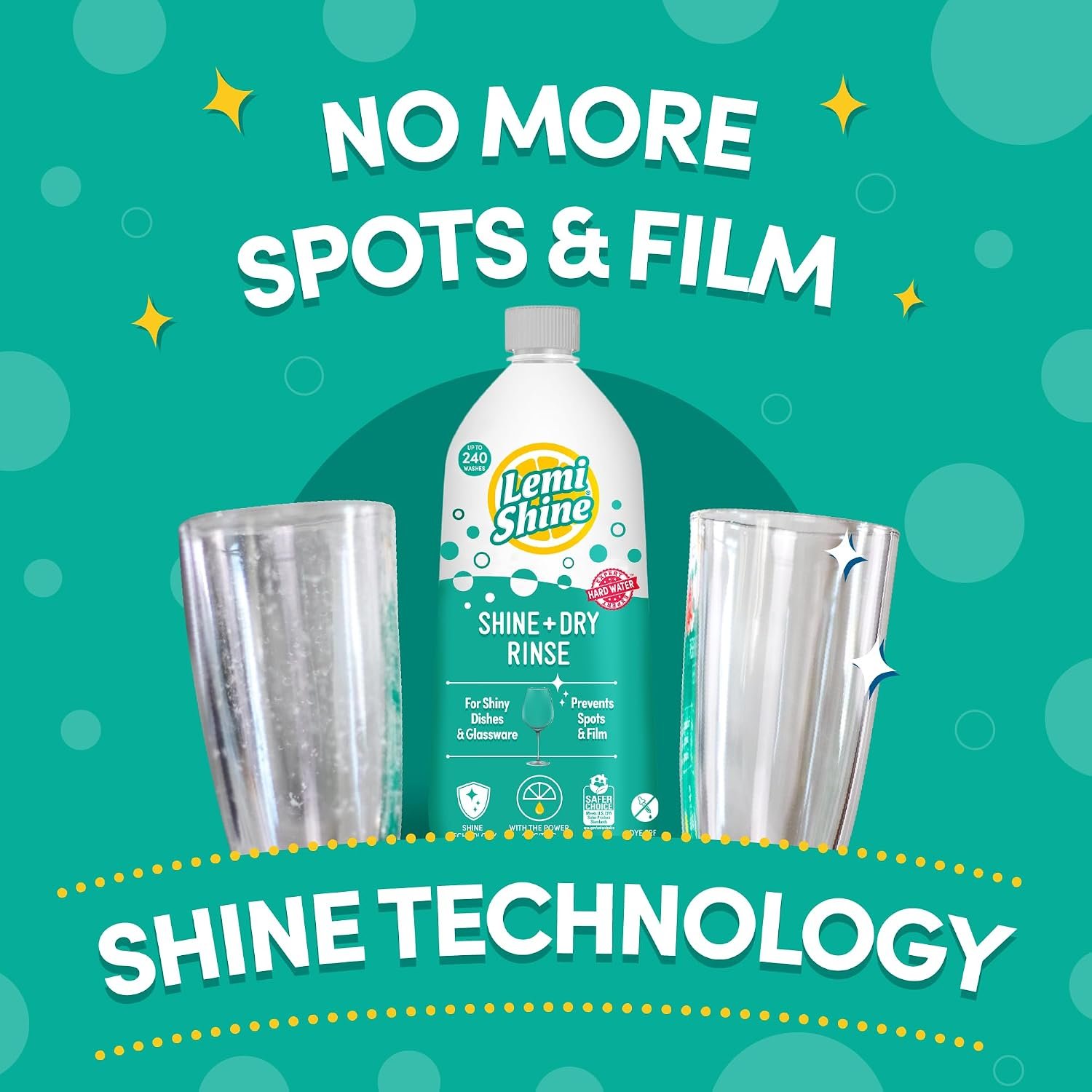 Lemi Shine Shine and Dry Natural Dishwasher Rinse Aid - Hard Water Stain Remover - 25.35 fl oz - Image 2
