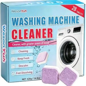 Washing Machine Cleaner Tablets 28 Count, Descaler Odor Remover, No Bleach EDTA Free Unscented Tabs for Washers
