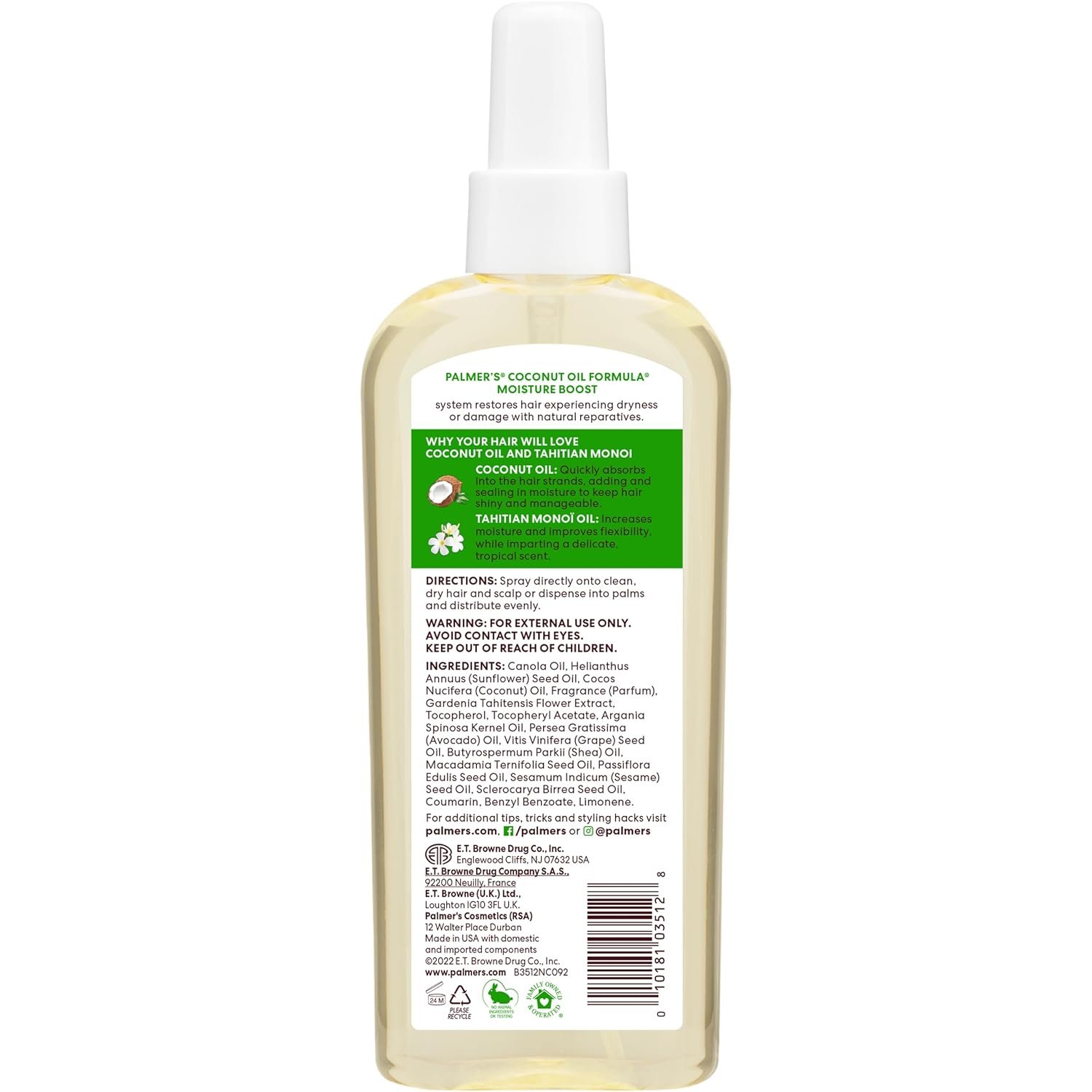Palmer's Coconut Oil Moisture Boost, Restorative Hair and Scalp Oil Spray, Lasting Hydration and Shine for Dry or Damaged Hair, Promotes Scalp Health, 5.1 Oz - Image 7