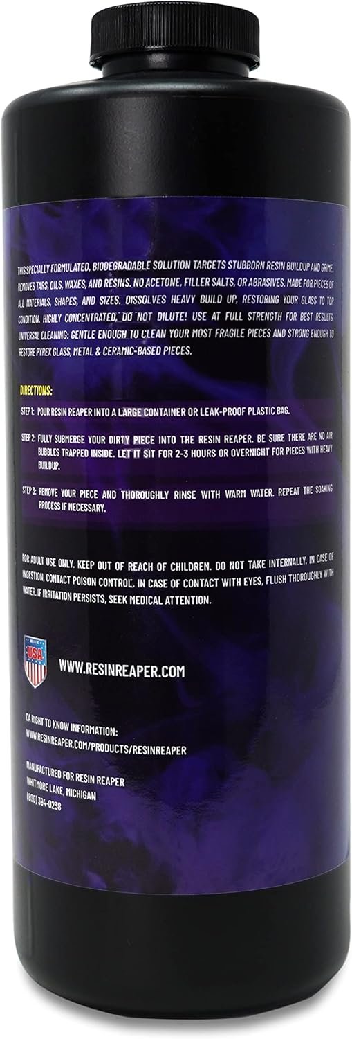 Resin Reaper Glass Cleaner 32 OZ | Pipe Cleaner | Safe on Glass, Metal, Ceramic, and Pyrex | 420 710 Friendly Cleaning | Soak and Wash - No Abrasives - Eco-Friendly, Biodegradable Formula - Image 2