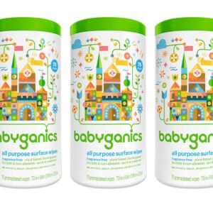 BabyGanics All-Purpose Surface Wipes, Unscented, 75 Count (Pack of 3)