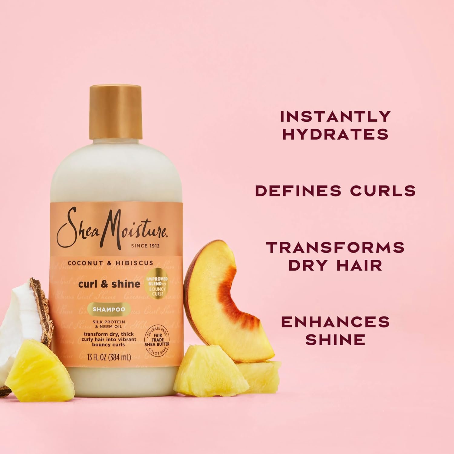 SheaMoisture Curl and Shine Coconut Shampoo Coconut & Hibiscus for Curly Hair Paraben Free Shampoo 13 oz - Image 4