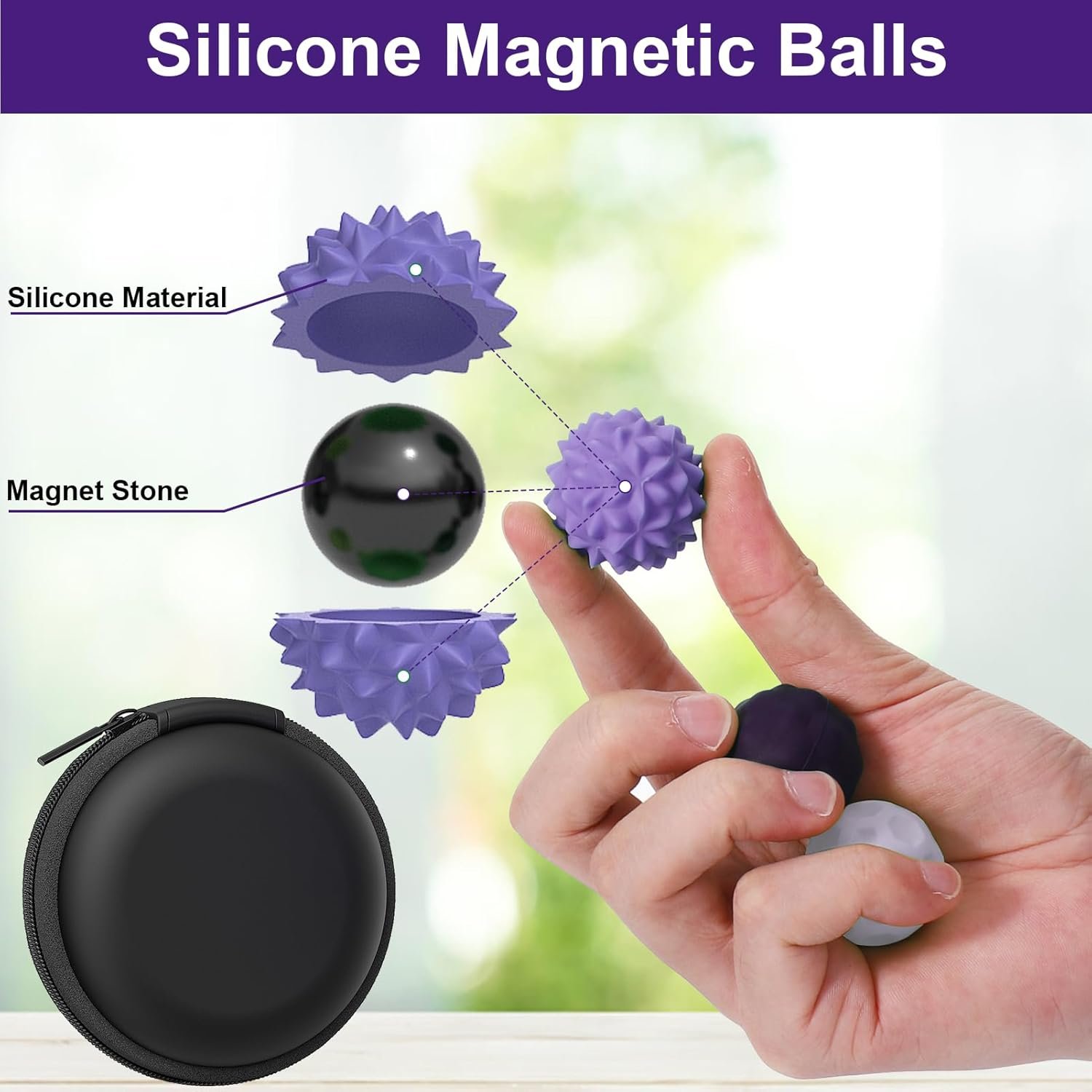 BUSOHA Silicone Fidget Balls - 4 Pack Fidget Toys Adults Sensory Toys Stress Balls for Adults Teens Gifts for Calming,Autism and ADHD Office - Image 3