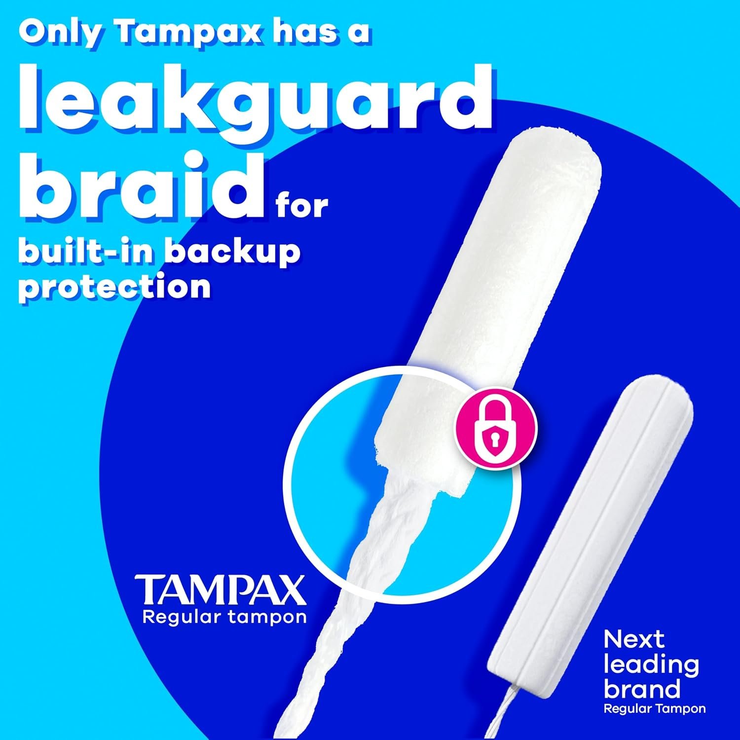 Tampax Pearl Tampons for Women Multipack, with LeakGuard Braid, Regular/Super Absorbency, Unscented, 34 Count - Image 3