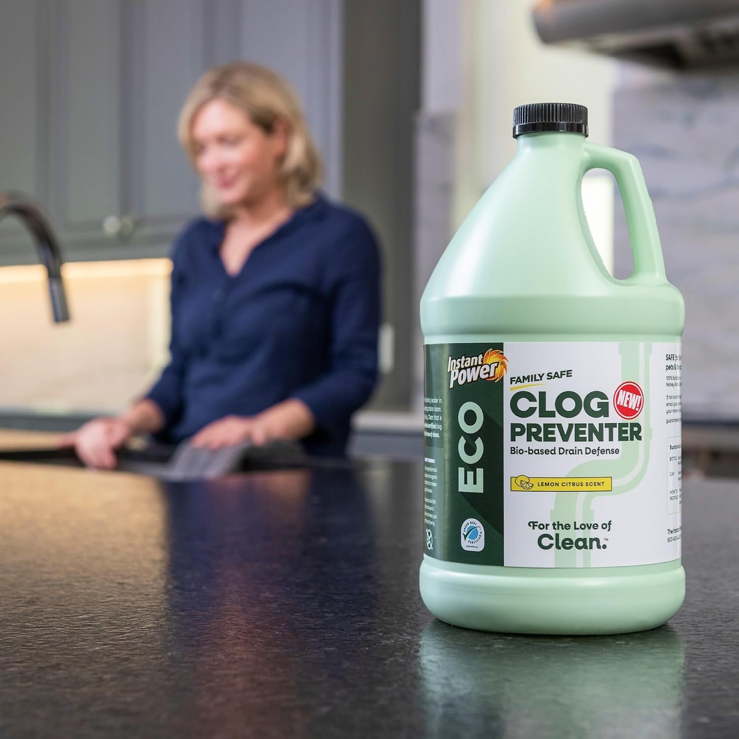 Instant Power Eco Clog Preventer - Enzyme Drain Cleaner Liquid and Deodorizer for Sink, Shower, Toilet, Garbage Disposal Cleaner, Bio-Based Drain Defense, Smell Remover and Odor Eliminator - 1 Gallon - Image 7