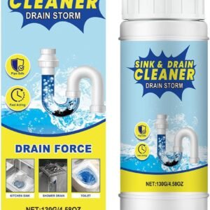 Drain Clog Remover – Foaming Sink & Drain Cleaner for Kitchen, Bathroom, Toilet Pipes – Removes Hair, Grease & Food Waste – Fast-Acting Unclogging Powder 130g (1 Pack, Unscented)