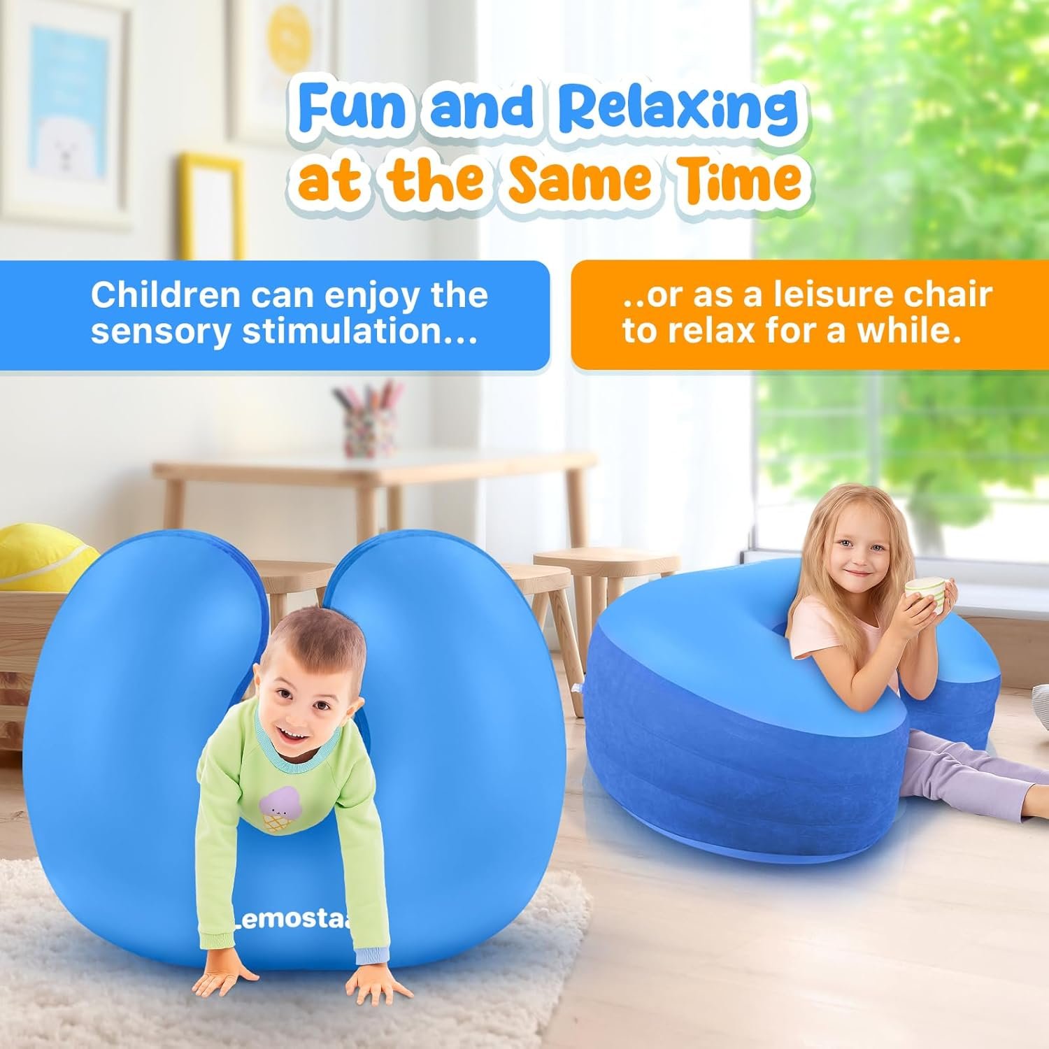 Inflatable Sensory Chair for Kids Toddlers, Soft Squeeze Seat for Kids with Autism & ADHD, Compression Rocking Chair for Sensory Room Must Have, Autism Sensory Products Includes Electric Air Pump - Image 4