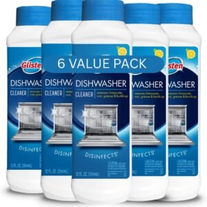 Dishwasher Cleaner, Removes Limescale, Rust, Buildup, and Grease, Lemon Scent, 12 Ounce Bottle, 6-Pack