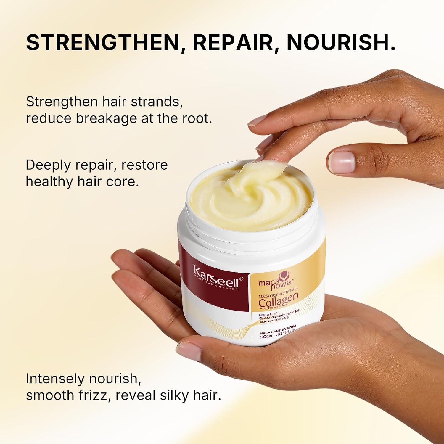 Karseell Collagen Hair Treatment Deep Repair Conditioning Argan Oil Collagen Hair Mask Essence for Dry Damaged Hair All Hair Types 16.90 oz 500ml - Image 5