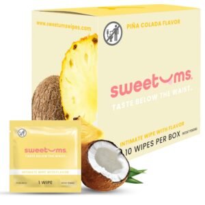 Sweetums Feminine Wipes For Women, Individually Wrapped – pH Balanced Flavored Intimate Wipes – Pack of 10 (Pina Colada)