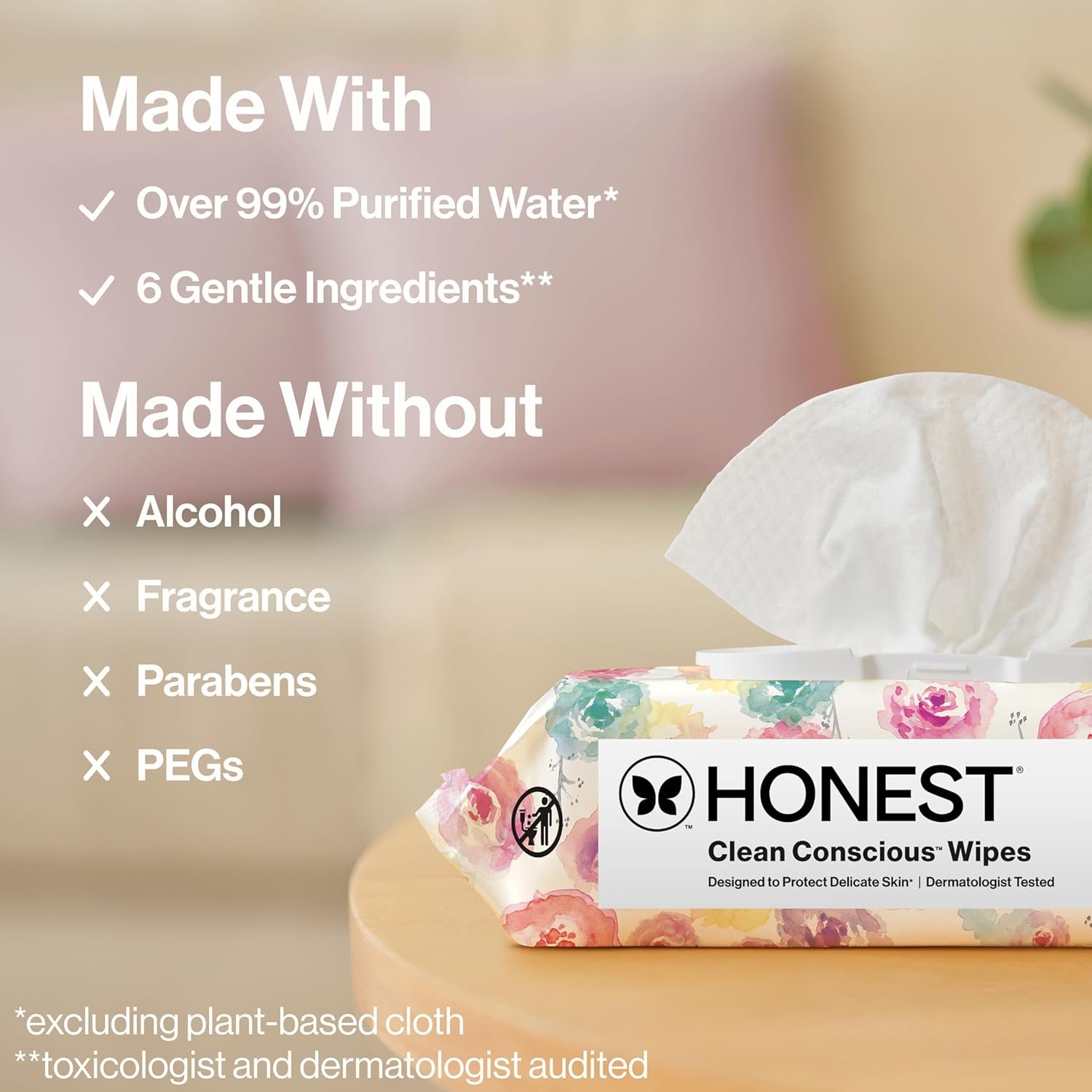 The Honest Company Hypoallergenic Multi-Use Baby Wipes for Sensitive Skin, Rose Blossom, 288 Count - Image 7