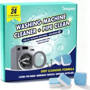 Washing Machine Cleaner Tablets and Deodorizer: 24 Pack Laundry Machine Tub Descaler Cleaner, Deep Cleaning Household Pods for HE Front Loader Top Load Washer, Septic-Safe Eco-Friendly – 1 Year Supply