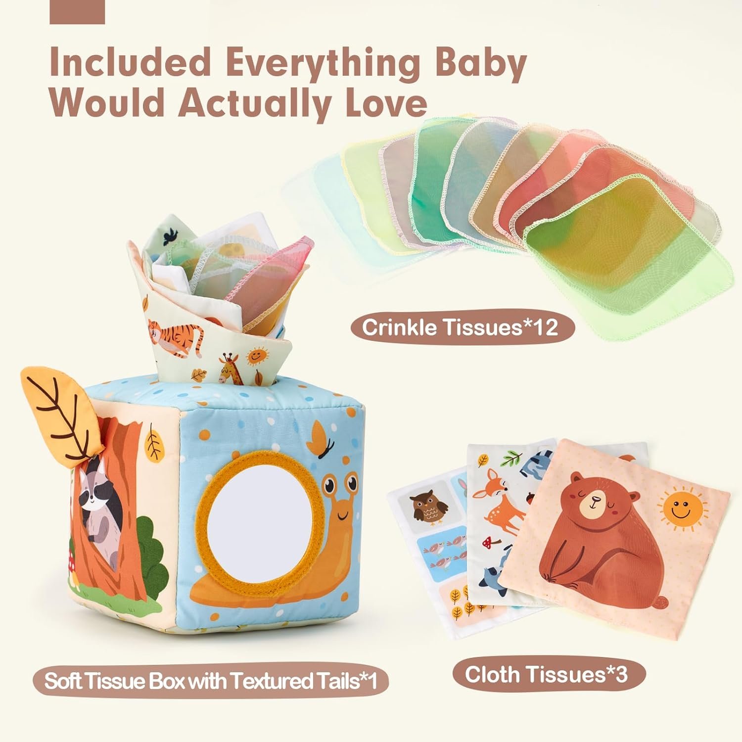 hahaland Baby Tissue Box Toy - Baby Toys 6-12 Months Montessori Toys for 6 Month Old Must Haves - Babies Boy Girl Gifts 6 7 8 9 10 12 Month Old Sensory Pulling Play Scarf Toys 1 Year Old Birthday Gift - Image 7