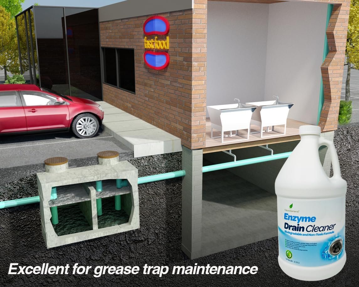 Natural Elements Enzyme Drain Cleaner | Digest Grease, Fats, and Paper Buildup in Drains, Septic Tanks, Grease Traps, Pipes (1 Gallon) - Image 4